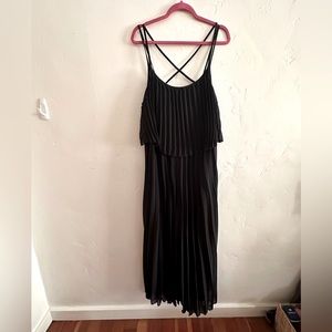 ASOS Pleated Black Jumpsuit with Criss Cross Straps - Size 16